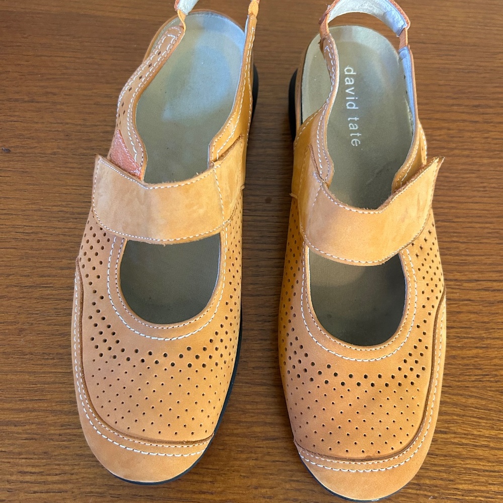 David Tate Clever Nubuck Orange Comfort Sandals Mary Jane Leather Shoes 8.5 - Picture 2 of 6